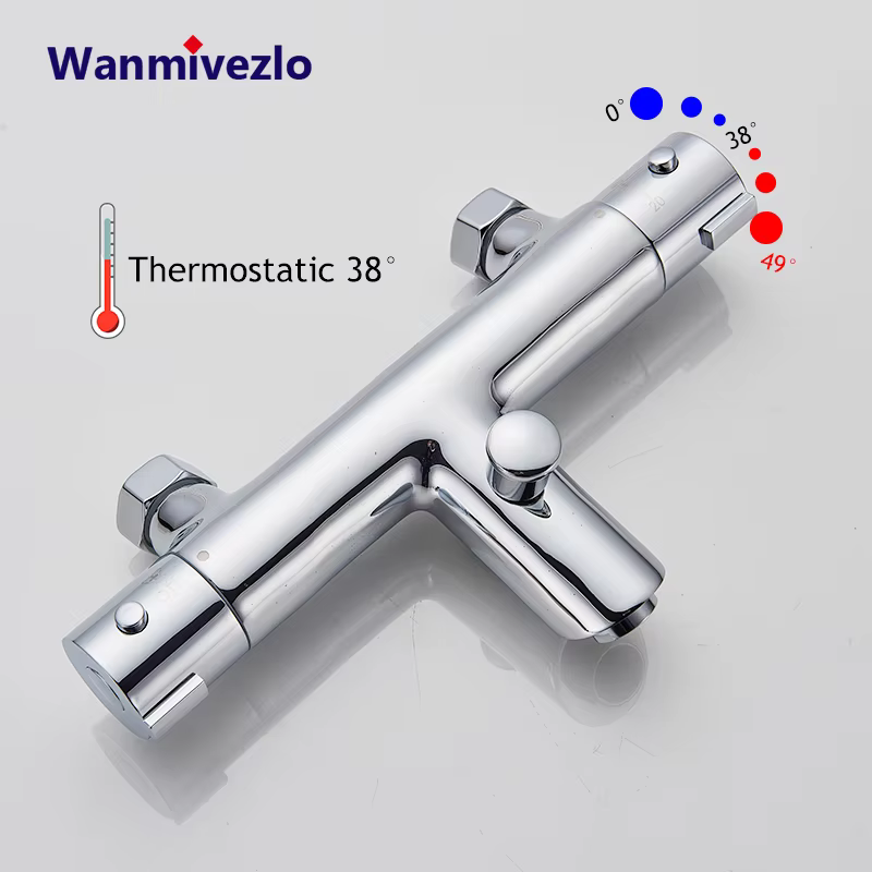Thermostatic Shower Faucet Bathroom Chrome MixerTap Thermostat Wall Mounted Bathtub Thermostatic Shower Brass Thermostatic Mixer