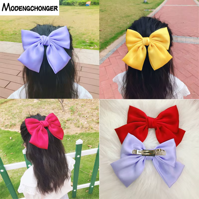 2020 New Fashion Ribbon Hairgrips Big Large Bow Hairpin For Women Girls Satin Trendy Hair Clips Cute Barrettes Hair Accessories