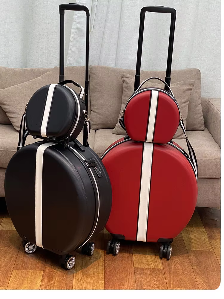 Travel Suitcase Luggage Case White Red 18" Circular Carry-on Suitcase Bag Wheels Travel Suitcases With Wheels Suit Customized