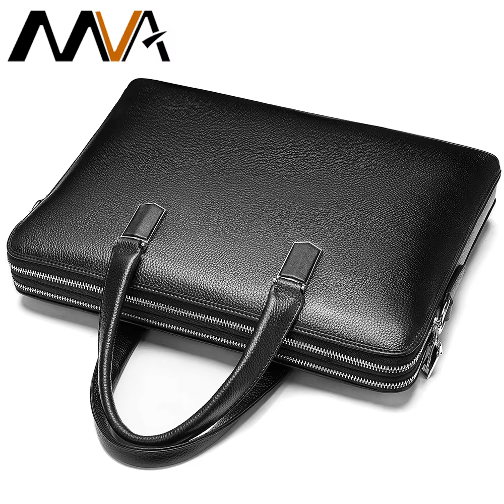 MVA Men's Business Briefcase Genuine Leather Laptop Bag For 13.3" Double Layers Male Handbag Travel Casual Shoulder Bag    17613