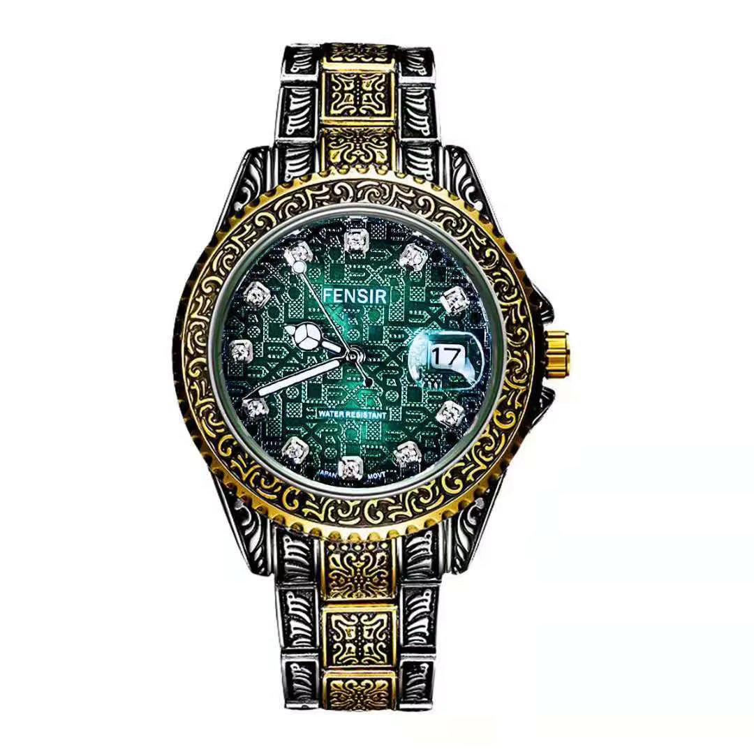 *new style*   *men Watch* Tungsten-Like Steel Luxury sculpture Wrist Watch Best Gift bracelet  Free shipping