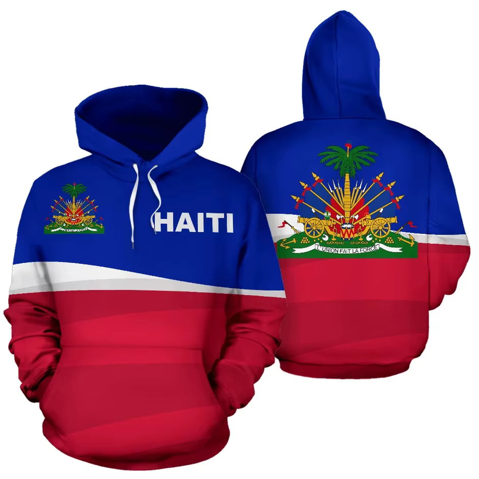 Tessffel Country Emblem Flag Caribbean Sea Haiti Island Retro Pullover Men/Women Tracksuit Jacket 3Dprint Streetwear Hoodies A11