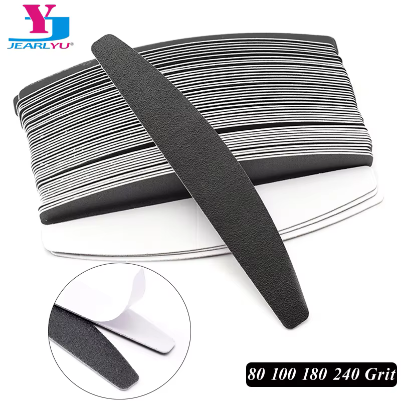 50Pcs/Lot Black Replacement Sandpaper Double Side Nail File 100/180 Calluses Remmover Manicure Stainless Handle Replaceable Pads