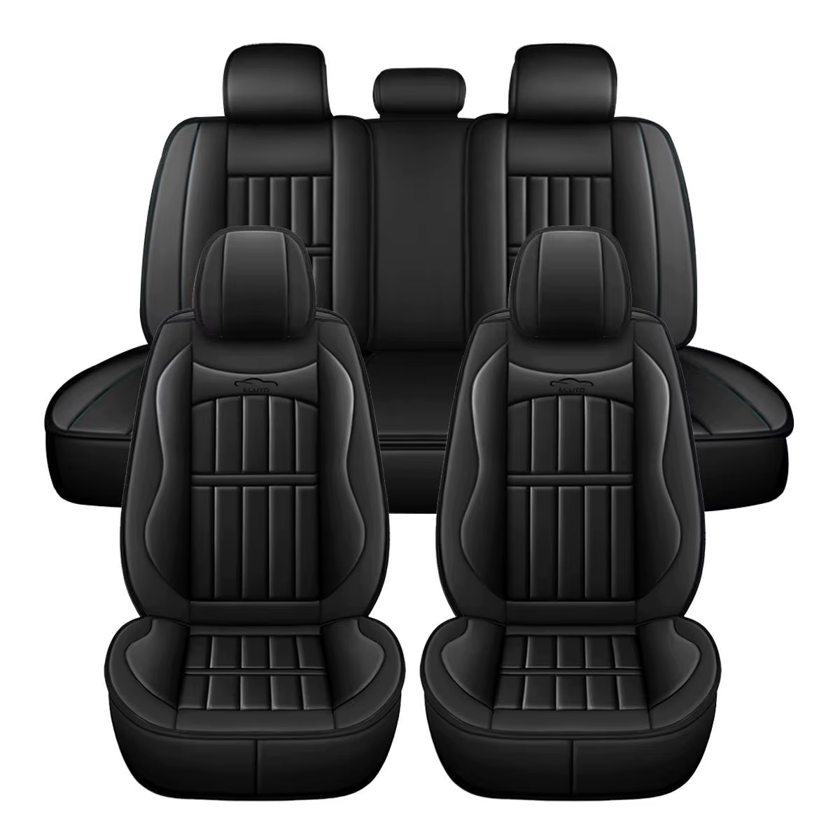 For 5 Seats 11PCS Full Car Seat Covers Automobiles Seat Covers Protector Cushion Deluxe PU Leather Front+Rear Set SUV Truck