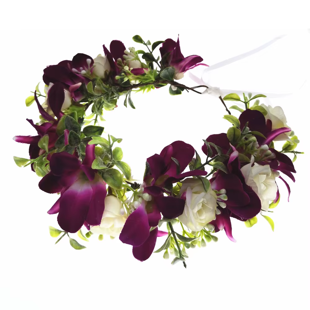 Orchid Flowers Crown Women Hair Accessories Wedding Headwear Flower Wreath Crown Headband Hat Decoration Floral Garlands