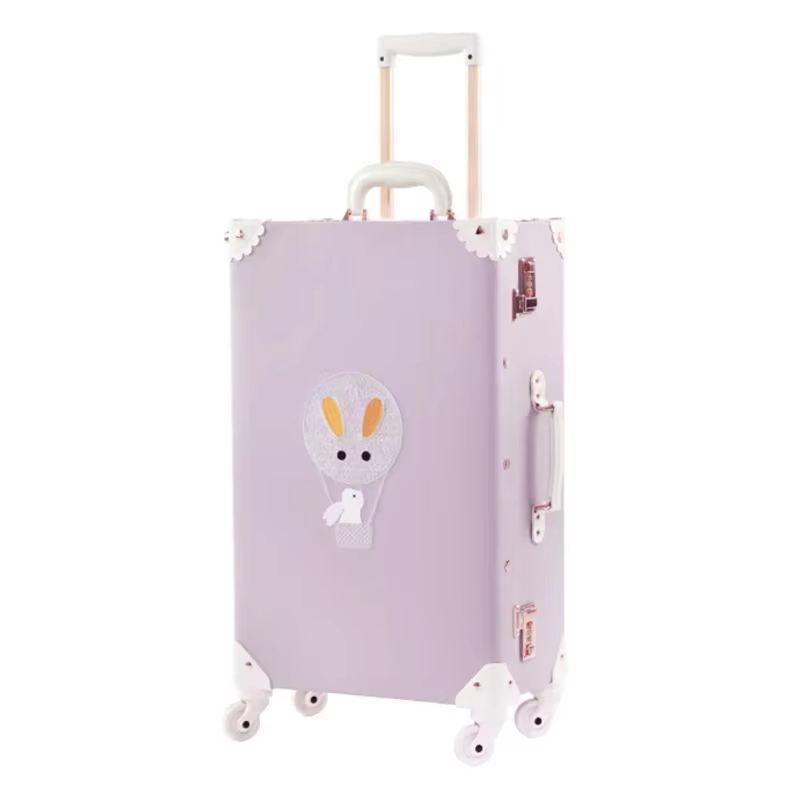 Hot!New Hand embroidery Retro PU leather Rolling Luggage sets,13"20"22"24"26"inch Women Lovely Pink Trolley Suitcase Travel bag