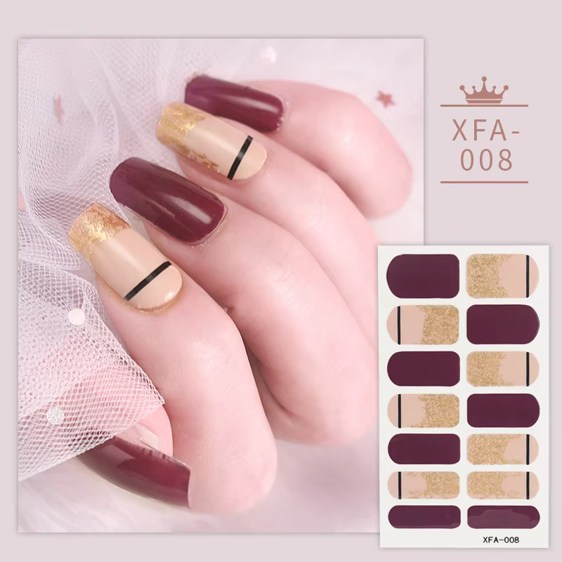 Fashionable Plain Nail Art Water Stickers Full Cover No Harm Nail Decals Gradient Designs Transfer Printing Nail Sticker