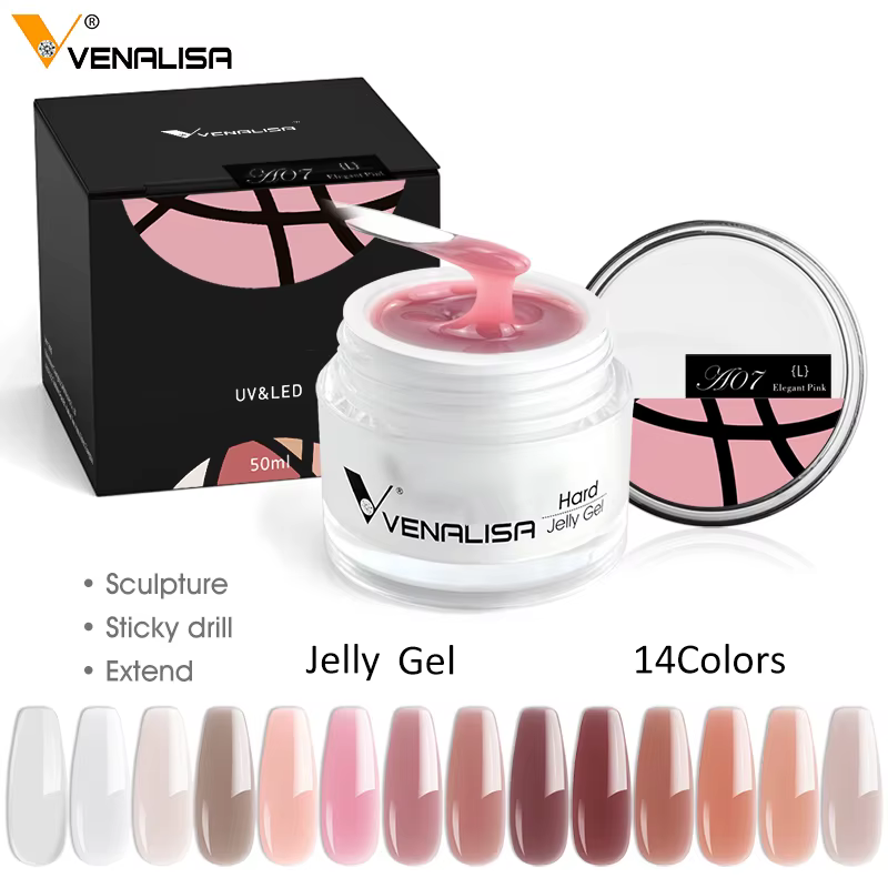 15ml Hard Jelly Nail Extend Gel French Nail Art DIY Venalisa Nail Gel Clear Natural Camouflage Color Fibreglass