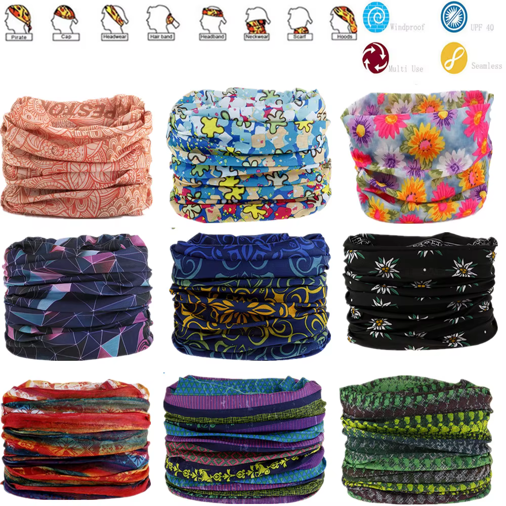 1851-1900 Flower Leaf Print Bandana Neck Gaiter Face Shield Sport Camping Cycling Outdoor Fishing Magic Scarf Men Women Masks