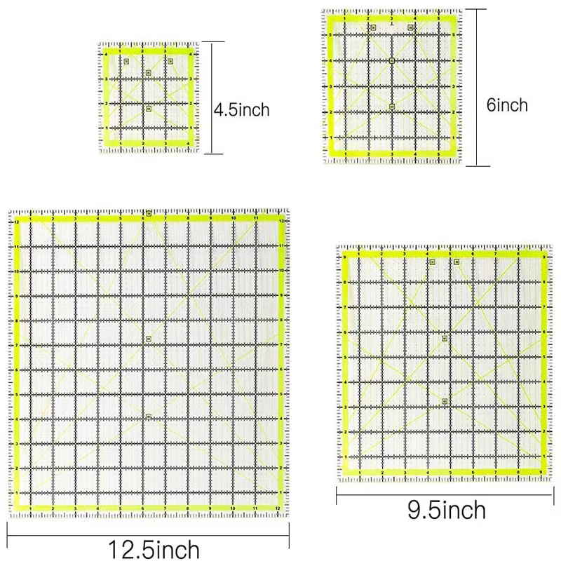 MIUSIE 1Pcs/Set Square Acrylic Fabric Cloth Ruler for Patchwork DIY Sewing Quilting Yardstick Cutting Craft Scale Drawing Tools