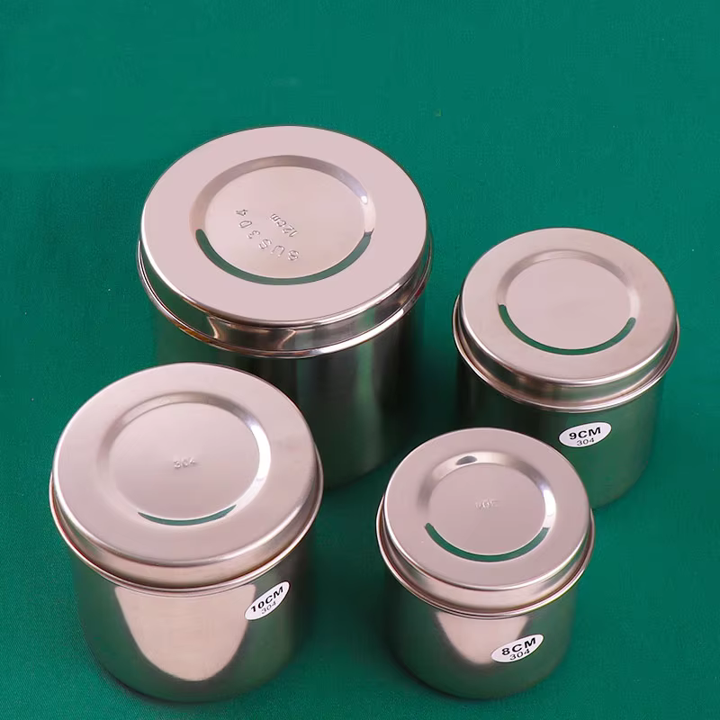 304 stainless steel alcohol cylinder disinfection cotton ball container gauze ointment cup thickened anti-iodine cosmetic dressi