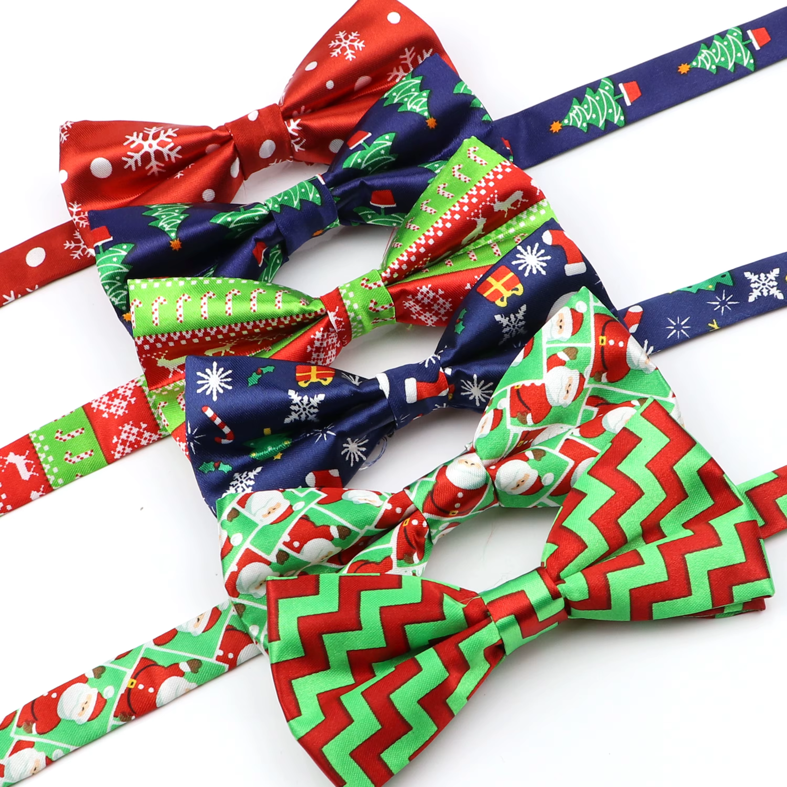 Red Blue Green Colorful Christmas Bowtie Set For Father Son Gift Santa Claus Snowflake Elk Festival Theme Bow Tie Accessory