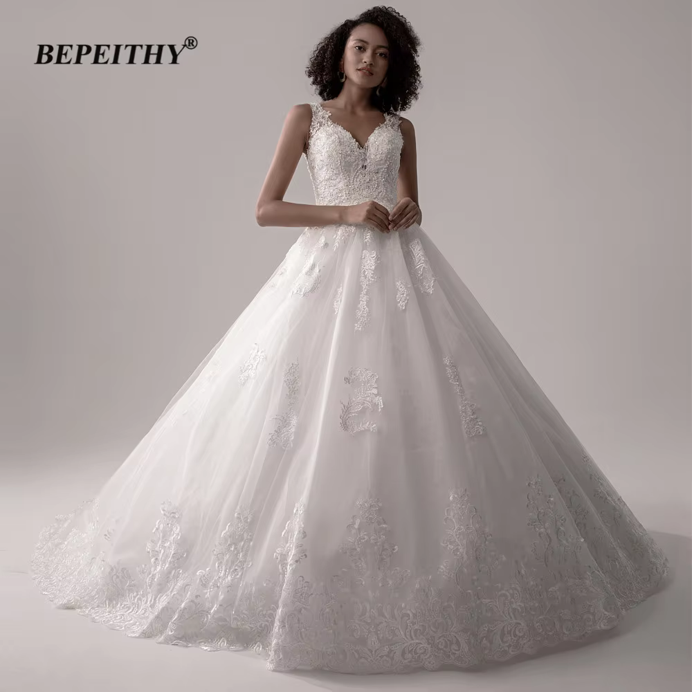 BEPEITHY Customized Elegant Modern Wedding Dresses For Women V Neck Sleeveless Bridal Gowns High-end Princess Wedding Dress