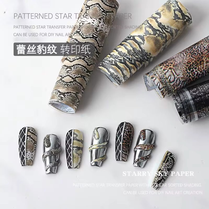 1 Box New Mixed Nail Foils for Transfer Paper Animal Skin Stickers Snake Nails Wraps Leopard DIY Christams Nail Art Decorations