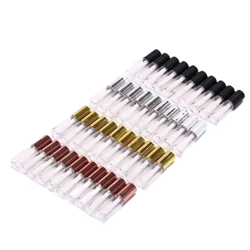1.2ml Rose Gold Lipstick Bottle Lipgloss Sample Container DIY Wholesale Lip Gloss Tubes Cosmetic with Silver Gold Black Cap