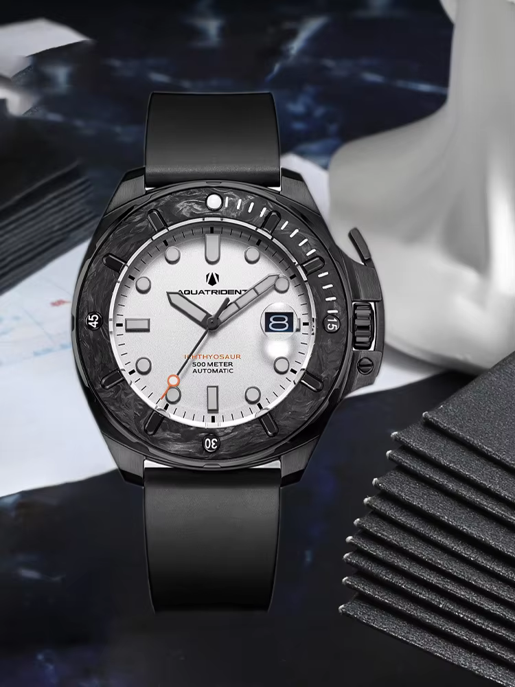 Aquatrident Carbon fibre 45MM deep dive men's luxury leisure watch NH35 automatic mechanical sapphire watch 500M waterproof