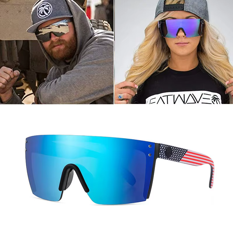 Heat wave cross-border best-selling square conjoined men women high-quality genuine film outdoor sports sunglasses HW01 eyewear