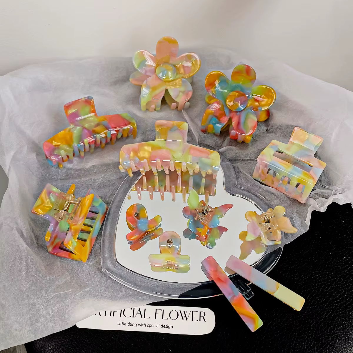 Luxury Colorful Acetic Acid Grabber Temperament Sweet Dopamine Hair Grabber Hair Accessories for Women