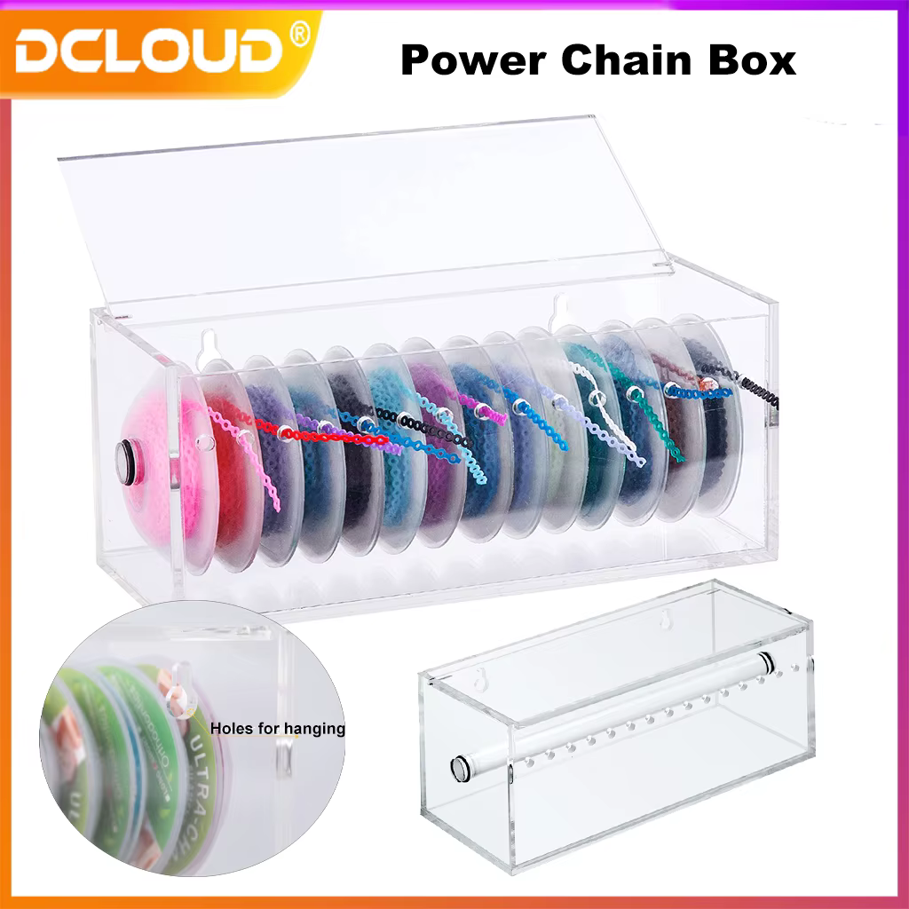 1Box Dental Arcylic Dispenser Power Chain Placer Box Orthodontic Ligature Tie Organizer Ortho Elastic Chain Storage Holder