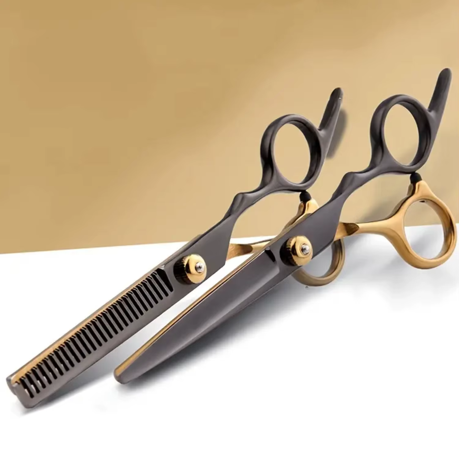 Golden Black Stainless Steel Professional Home Barber/Salon Hair Cutting Scissors, High-Quality Thinning Shears for Precise Hair