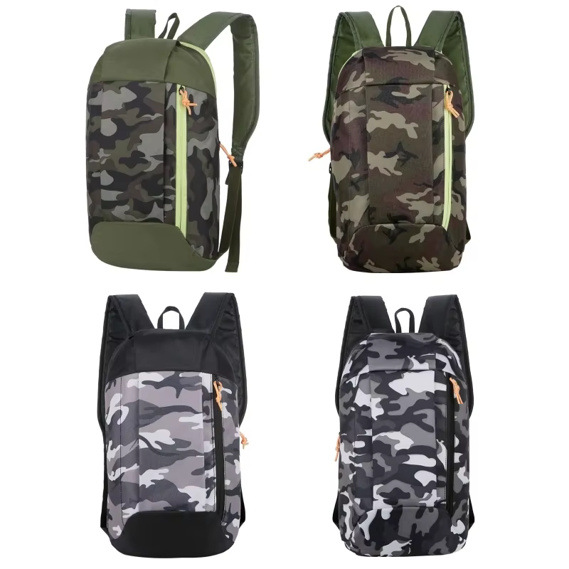 New sports lightweight camo backpack travel climbing bag, zipper adjustable belt camping men women children 2023