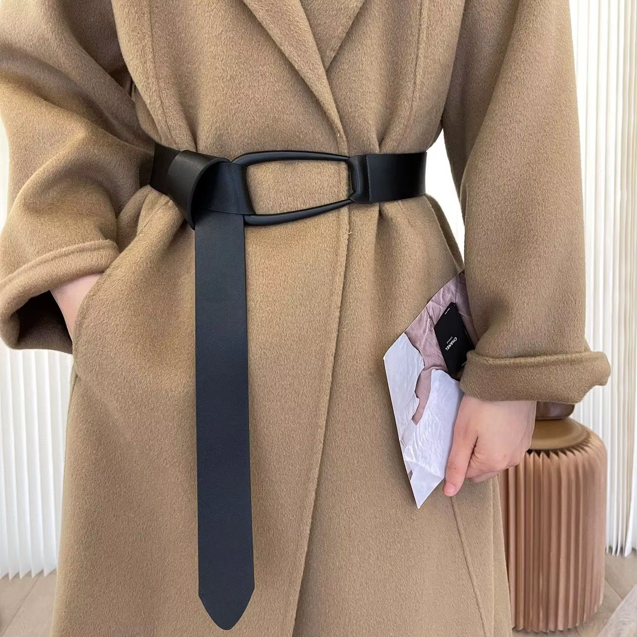 Fashion Women's Wide Belt Genuine Leather Knotted Belts Decoration Dress Solid Color Waistband Overcoat Skirt Waist Belt