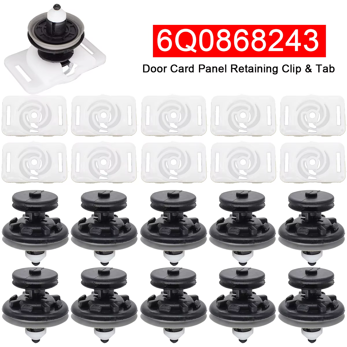 10set Car Door Card Interior Trim Panel Clips For VW Touran Tiguan Golf 5/6 Passat Jetta CC Polo Caddy For Audi TT Mk2 6Q0868243