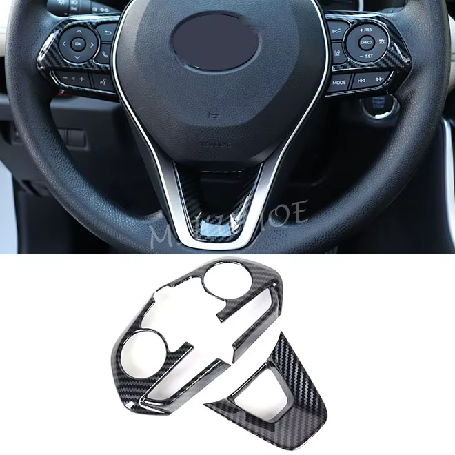 Carbon Fiber Car Steering Wheel Button Frame Trim For Toyota RAV4 Corolla Cross Touring Sports Suzuki Swace 2019-2022 2023 2024