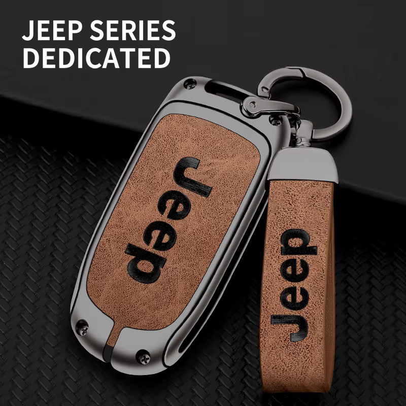 Zinc Alloy Leather Car Key Case For Jeep Grand Cherokee WK2 KL Wrangler JK BU MP Patriot Renegade Commander Compass Accessories