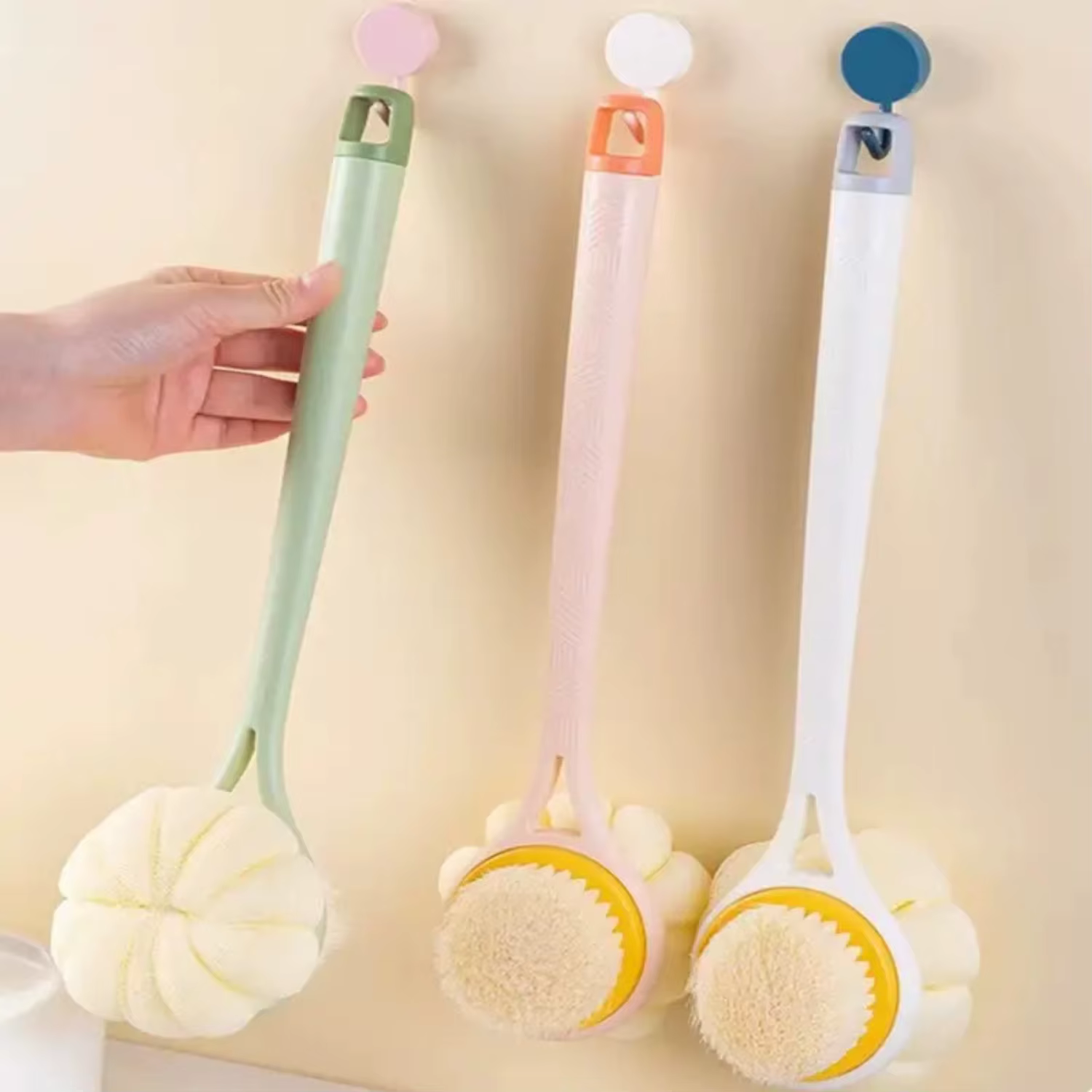 Long Handle Double-sided Bath Brush, Soft Nylon Back Scrubber, Two-in-one Bath Brush
