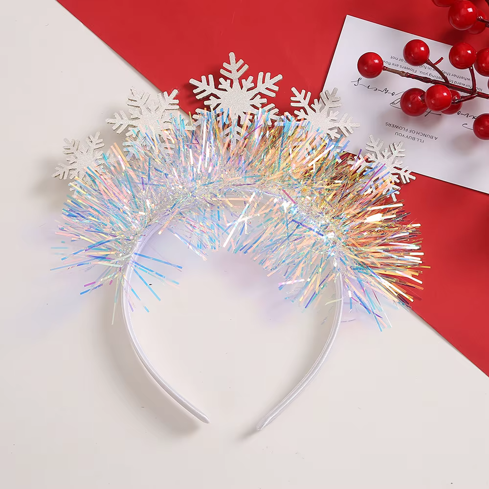 Children's White Snowflake Sequin Decorative Hair Hoop Christmas Stage Performance Props and Hair Accessories