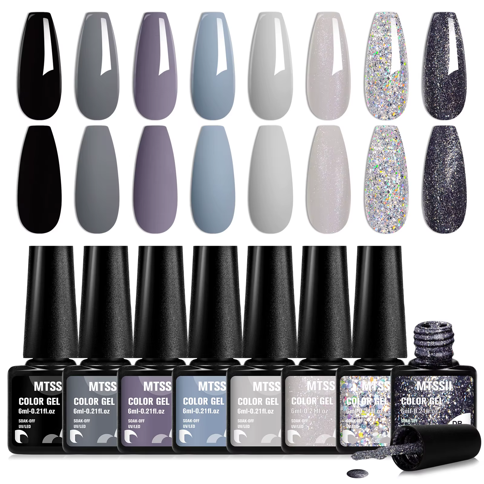 6PCS/Set Colorful Gorgeous Gel Nail Polish Kit Autumn Series Sparkling Shinning Manicure Soak Off Black White Nails Art Varnish