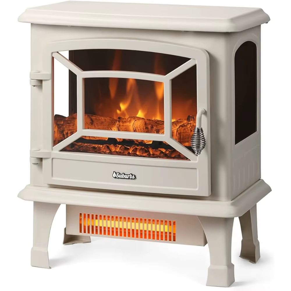 Realistic Dancing Flame Effect  CSA CertifiedOverheating Safety Protection - Easy to Assemble  1400W, Ivory