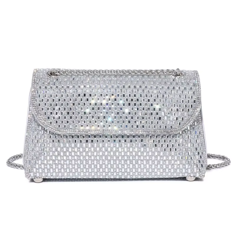Fashion Diamond-Studded Evening Clutch Bag with Chain Strap