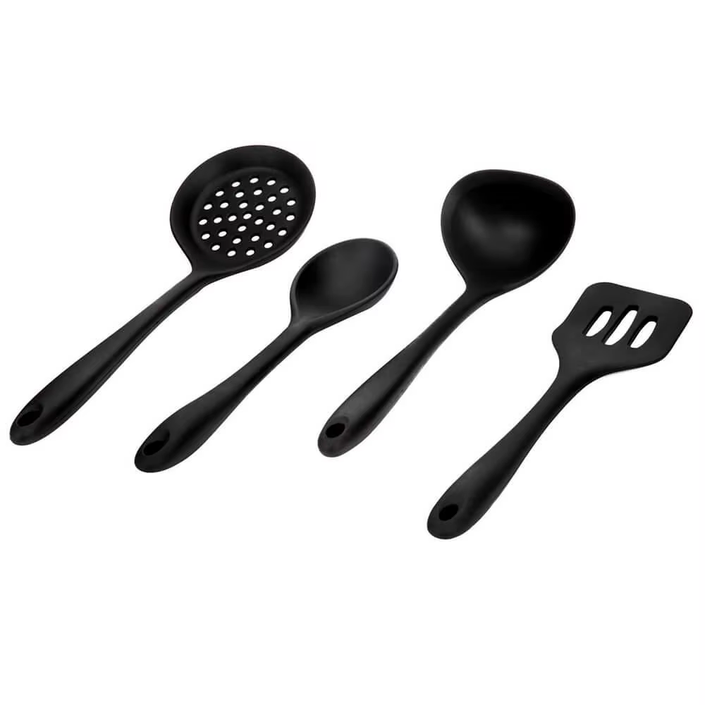 Black Vegas Silicone Kitchen Utensils Set 4 Pieces-Casambiente