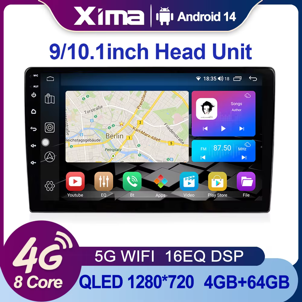 XIMA 7 9 10 inch 4G 8Core 5G WIFI Carplay Android Aauto Car Radio Multimedia Player 2 din stereo Receiver 2DIN GPS dvd Head Unit