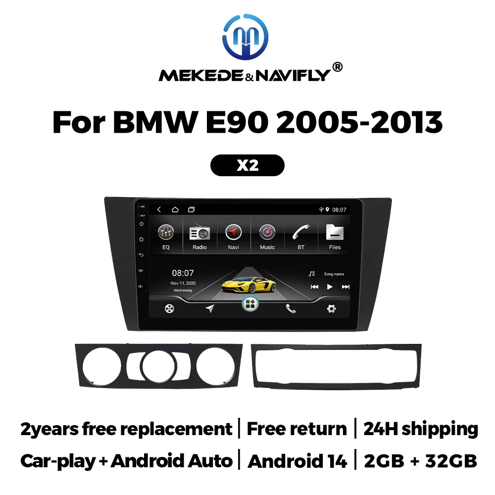 MEKEDE&NaviFly Android 14 Car Radio For BMW 3-Series E90 E91 E92 E93 Wireless CarPlay Android Auto BT GPS Car Intelligent system