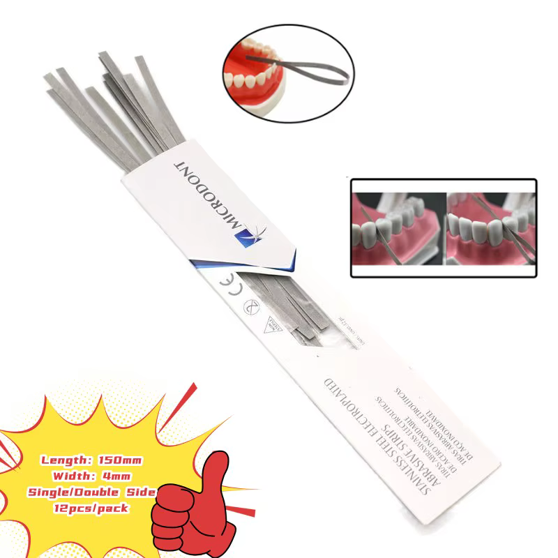 12 Pcs/Set Dental Metal Polishing Stick Strips Alumina Plated Sanding Surface Single Double Side Dentist Lab Materials
