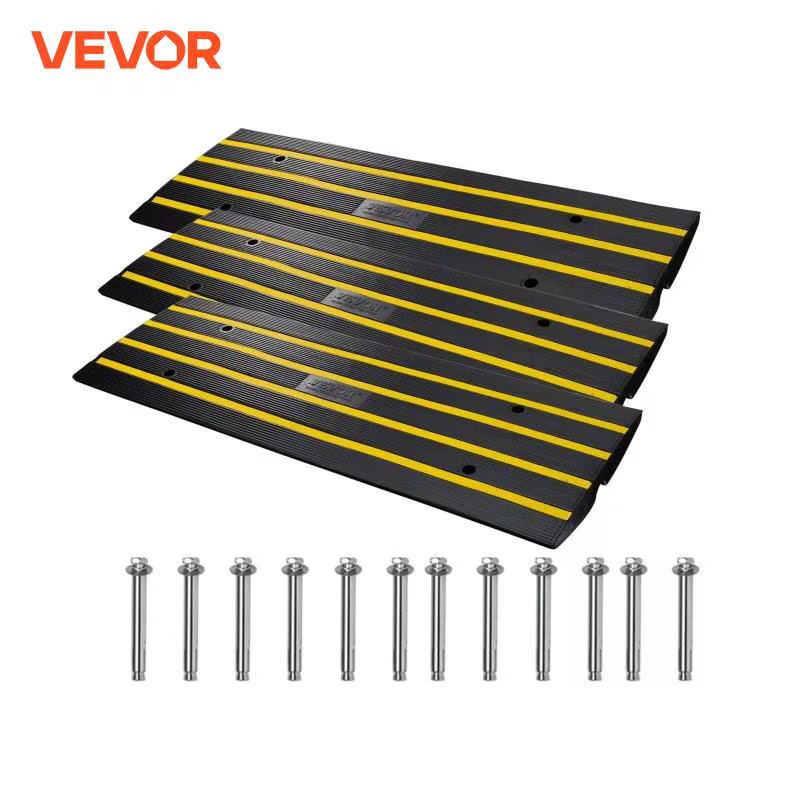 VEVOR 1/2/3 Packs Cable Protector Ramp Curb Rubber Driveway Threshold Bridge Expandable Ramps for Loading Dock Garage Sidewalk