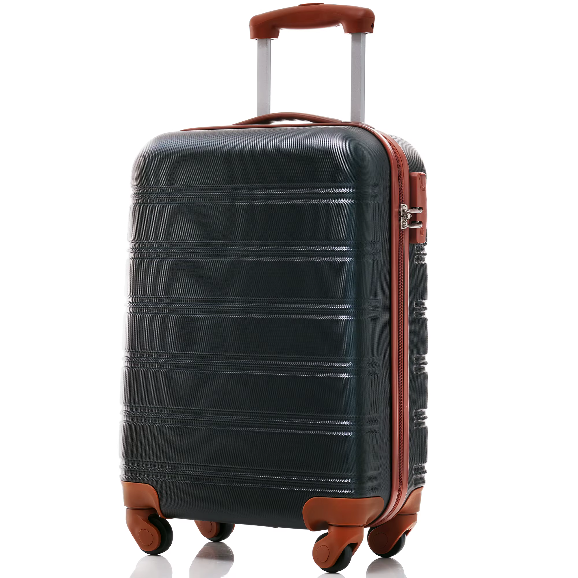 Hard-shell luggage single pack, bicycle luggage, 4-wheel hand luggage, ABS material, 55.36, 22.5, black Brown single luggage Rei