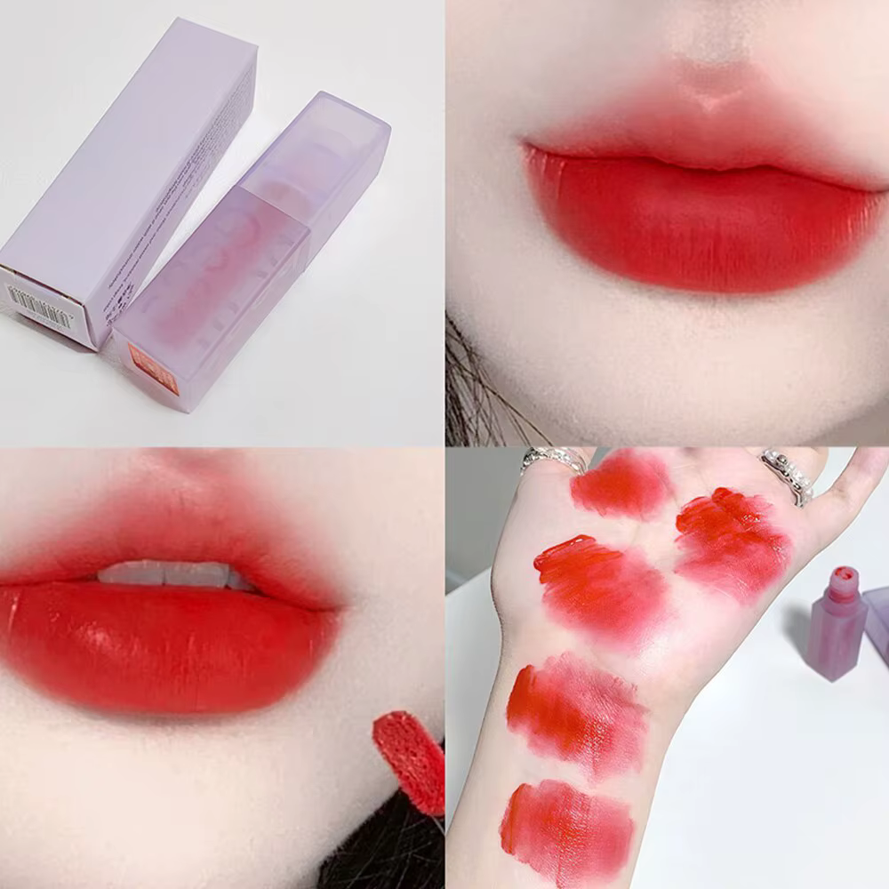 Velvet Mousse Lipgloss with Purple Tube Long Last Waterproof Gege Bear Cosmetics Liquid Lipstick