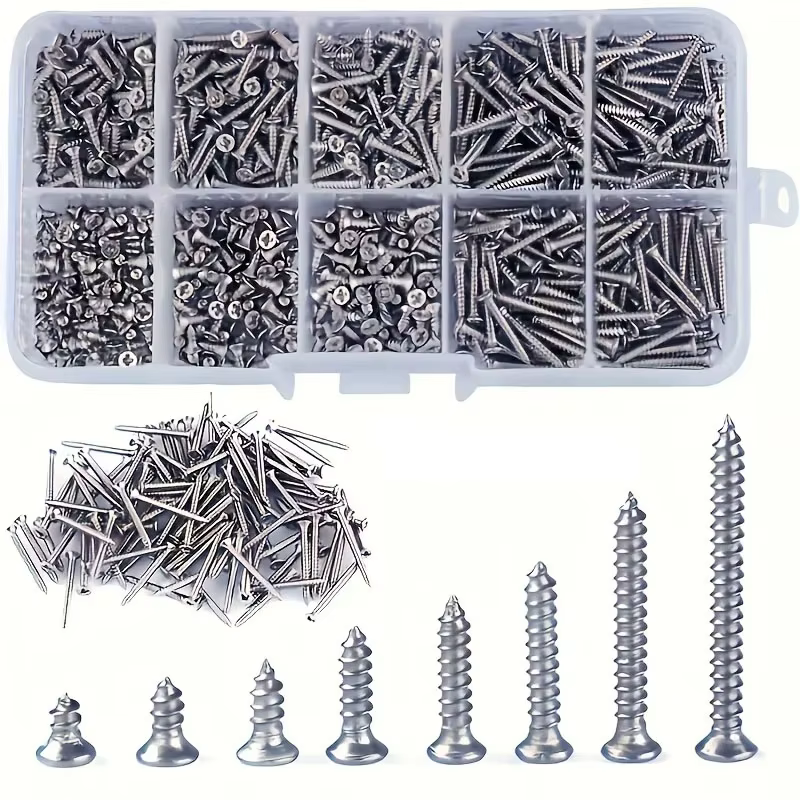 400pcs Self Tapping Wood Screws Set M2 Phillips Flat Head Sheet Metal Screw Self Tapping Screws Assortment Kit