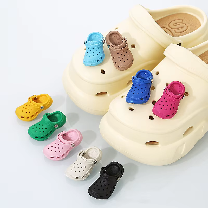 3D New Mini Shoes Shape PVC Shoe Charms for Crocs Accessories Women Beach Bag Sandals Buckle Kids Shoe Pins DIY Shoe Decorations