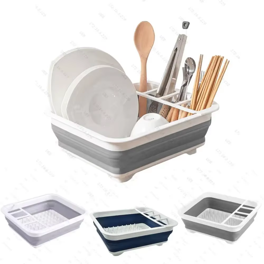 Folding dishwasher rack, kitchen storage, leaking plastic dishwasher bowl, dishware drain bowl tray, washable, household