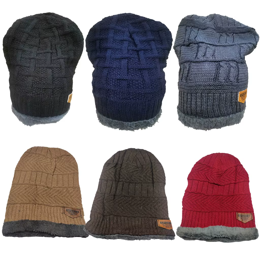 6 Kit Unisex Winter Adult Cap With Lian Plush Beanie for Cold Warm Beautiful