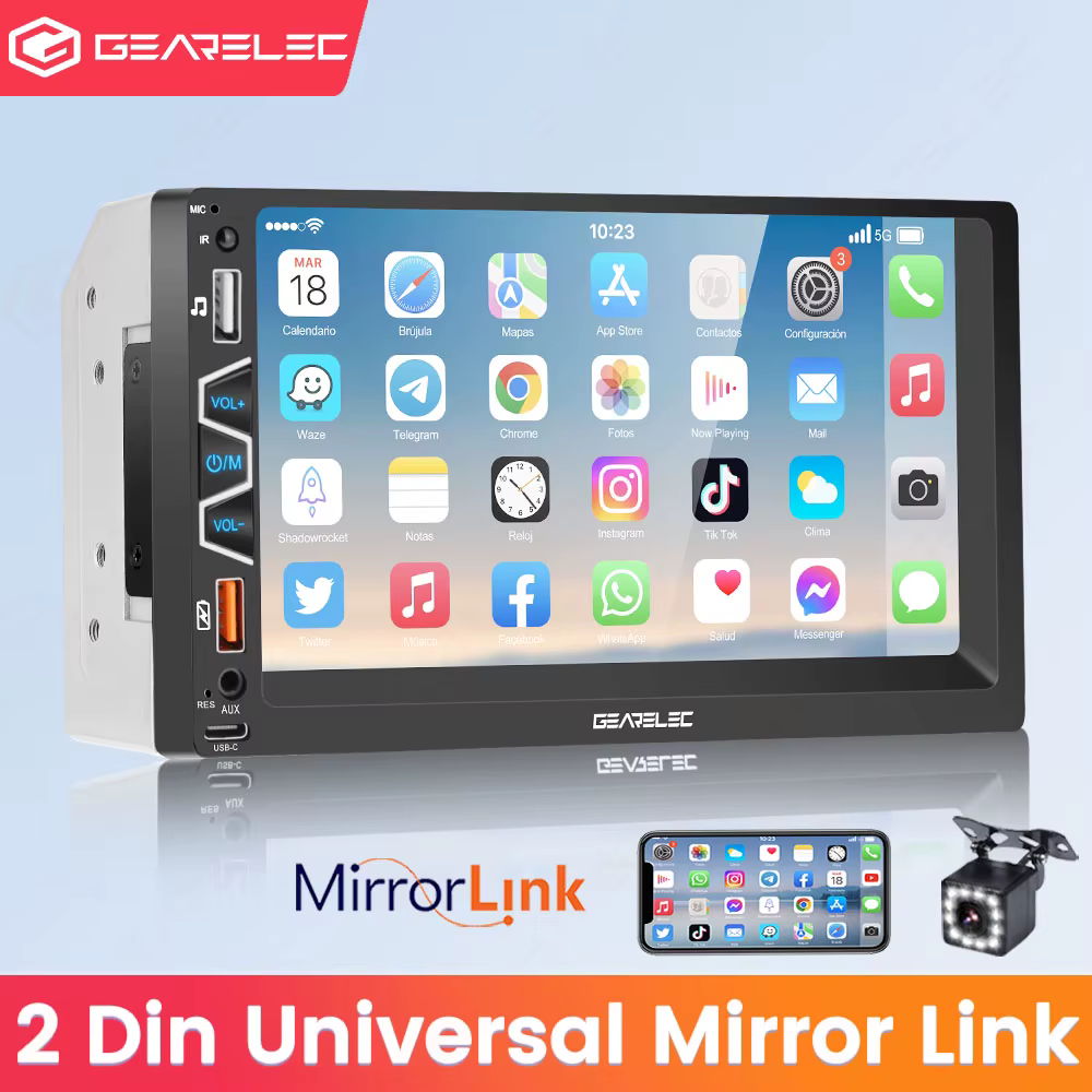 GEARELEC 2 din Car Radio 7" HD Touch Screen Autoradio Multimedia Player Universal Car Stereo MP5 Player BT SWC TF FM Camera