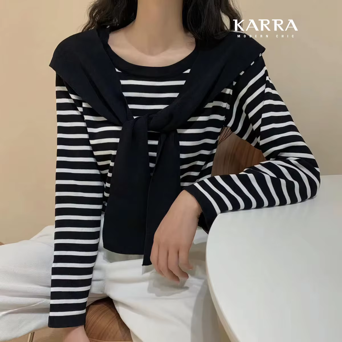 KARRA shawl Cardion Cara-strip-nits _ KB4SKN072C