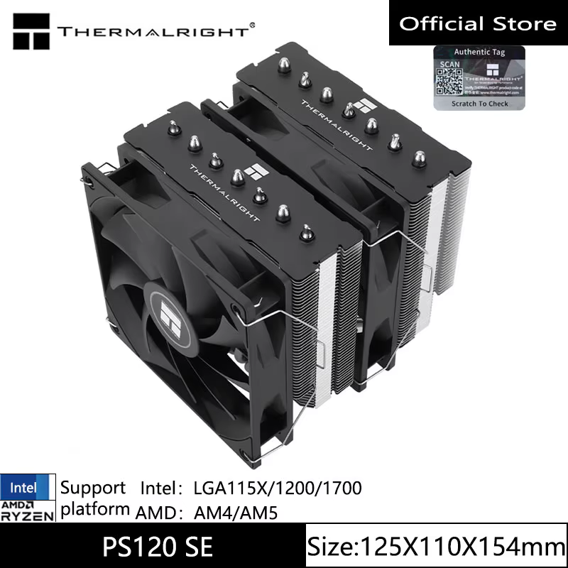 Thermalright PS120 SE air-cooled radiator 7 heat pipes double towers double fans AGHP GEN4 anti-gravity heat pipes LGA1700/AM5