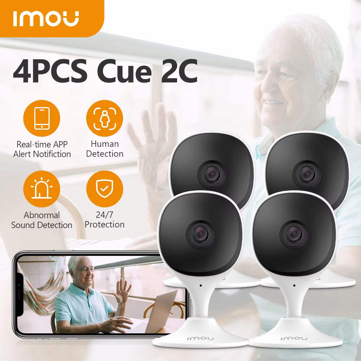 4PCS IMOU Indoor Security Camera Home Protection Wi-Fi IP Security Surveillance Smart System with Night Vision Baby Camera