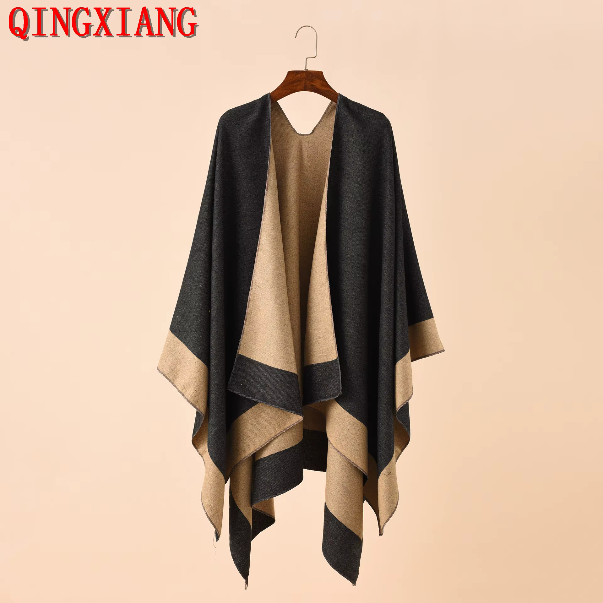 11 Colors Women Autumn Winter Faux Cashmere Out Streetwear Long Thick Poncho Shawl Cape Female Big Pendulum Loose Cloak coat